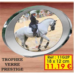 TROPHEE VERRE PRESTIGE : REF. 11G2P - 18 x 12 CM